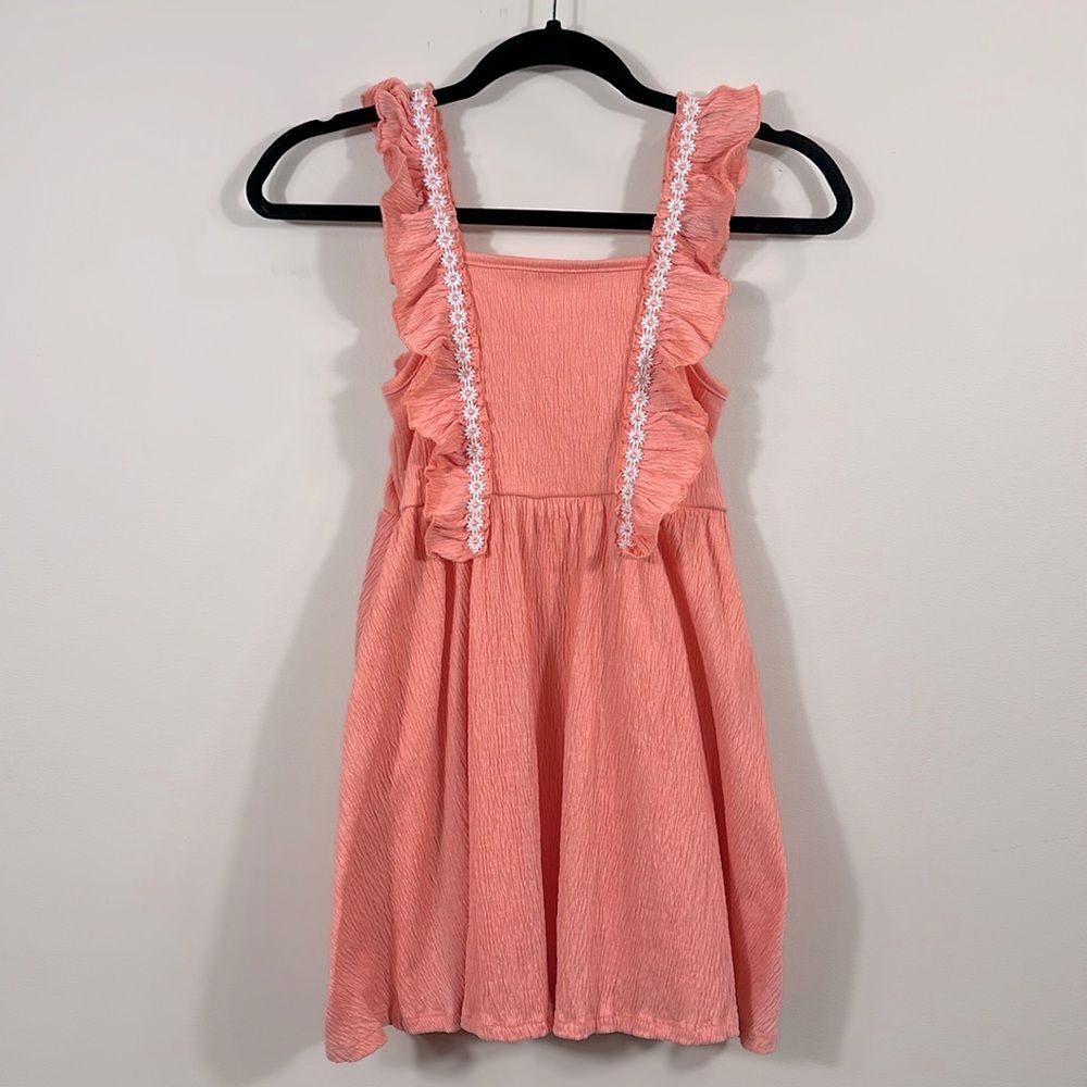 Btween Peach Spring Easter Sunday Best Lined Daisy Floral Girls Dress Size 8